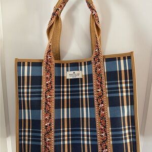 Spartina 449 Blue and Brown Plaid Tote